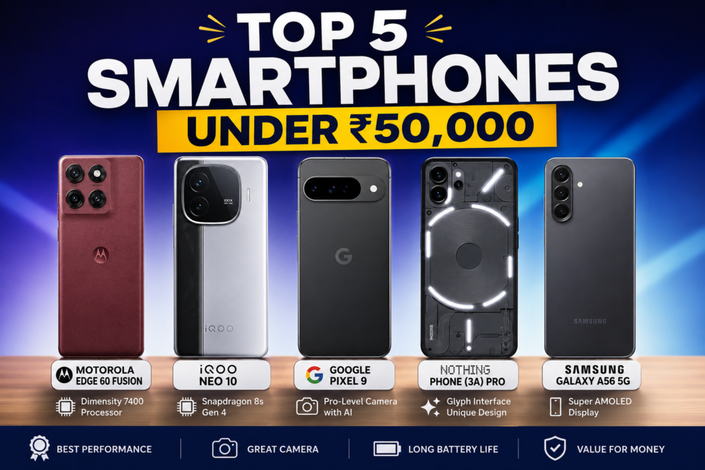 Top 5 Smartphones Under ₹50,000 in India in 2026